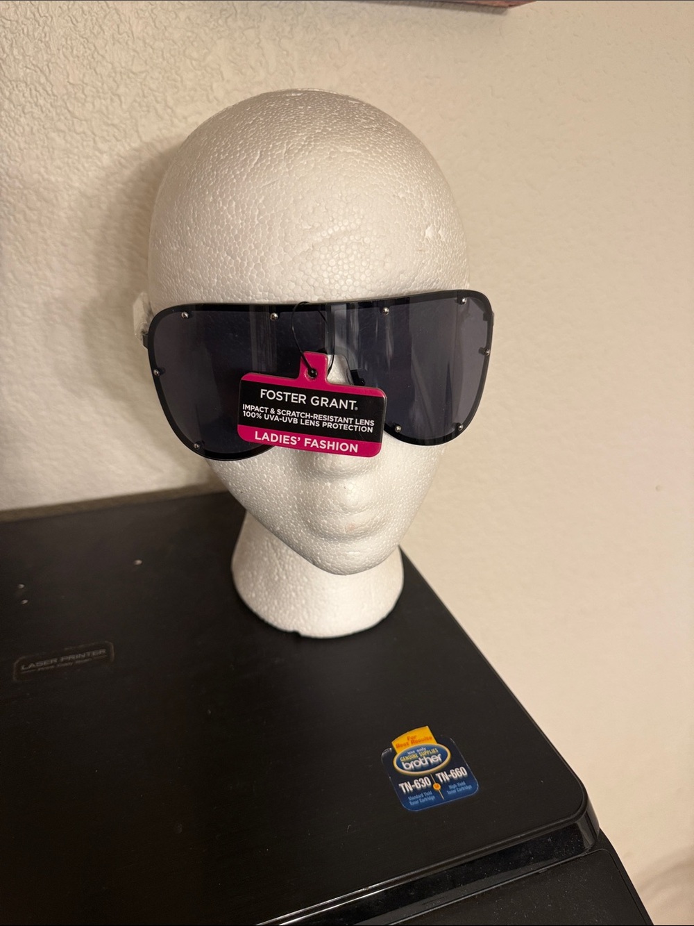 Foster grant shield dark sunglasses yoko ono style
